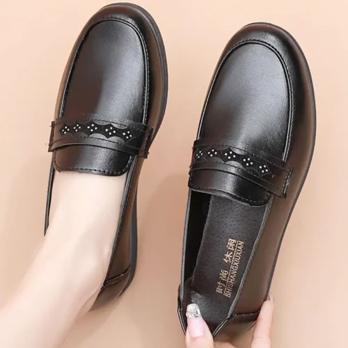 2022 Women’s Loafers Soft Sole Non-slip Female Single Shoes Flat Work Shoes Woman Flats Ladies Casual Shoes Mom’s Moccasins