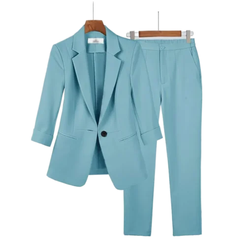 Women’s Summer Thin Fashion Suit Jacket Pants Two-piece 2023 New Casual Blazer Matching Set Korean Elegant Professional Wear